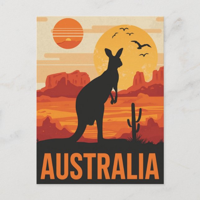Sunset Kangaroo in Australia Postkarte (Vorderseite)