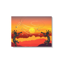 Sunset Kokopelli und Music Canvas Print