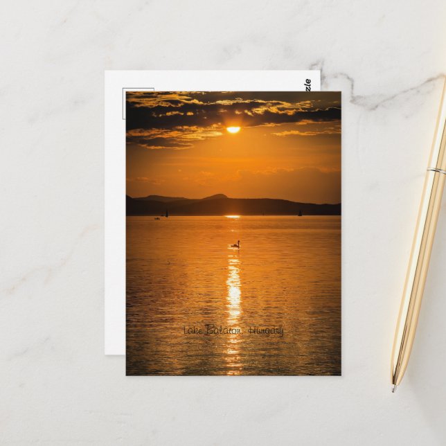Sunset, Lake Balaton, Ungarn Postkarte (Vorderseite/Rückseite Beispiel)