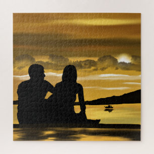 Sunset Lake Jigsaw Puzzle Romantische Liebe - Coup