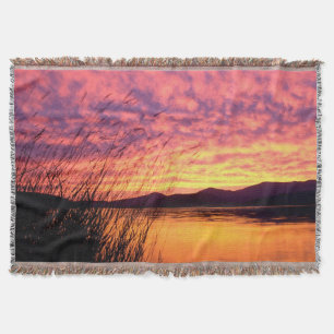 Sunset Lakeshore Design Blanket Decke