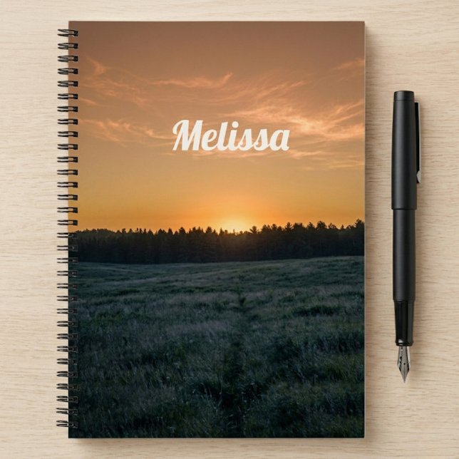 Sunset Landscape Custom Name Notizbuch (Von Creator hochgeladen)