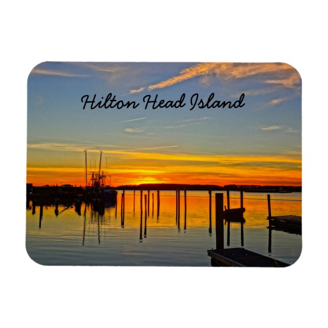 Sunset Landung Skull Creek Boathouse Hilton Head Magnet (Horizontal)