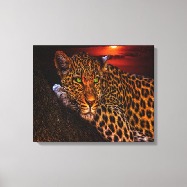 Sunset Leopard Leinwanddruck (Vorderseite)
