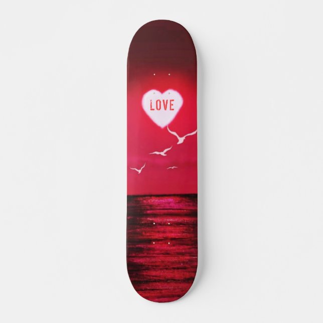 Sunset Liebe - Romantisch - Schwarz - individuell  Skateboard (Vorne)