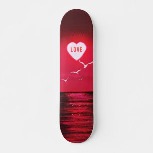 Sunset Liebe - Romantisch - Schwarz Rot - Anpassba Skateboard