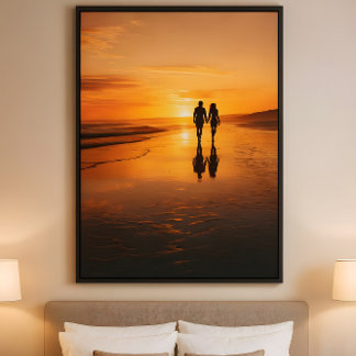 Sunset Liebhaber - Romantische Strand Silhouette W Poster