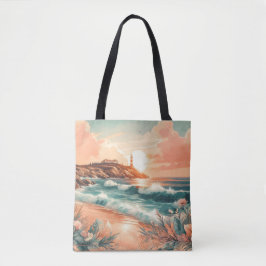 Sunset Lighthouse Ocean Beach Boho Floral