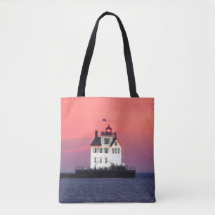 Sunset Lighthouse Tote Bag