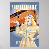 Sunset Limited Eisenbahn Vintage Poster 