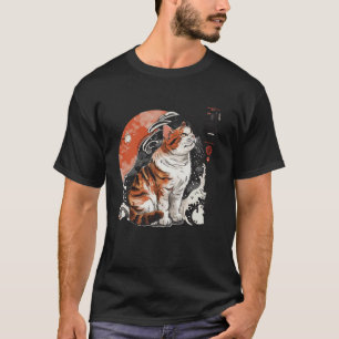 Sunset Lover Vintag Kitten Traditionelles Japanisc T-Shirt