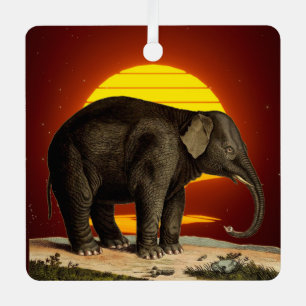 Sunset Magnificant African Elephant Ornament Aus Metall