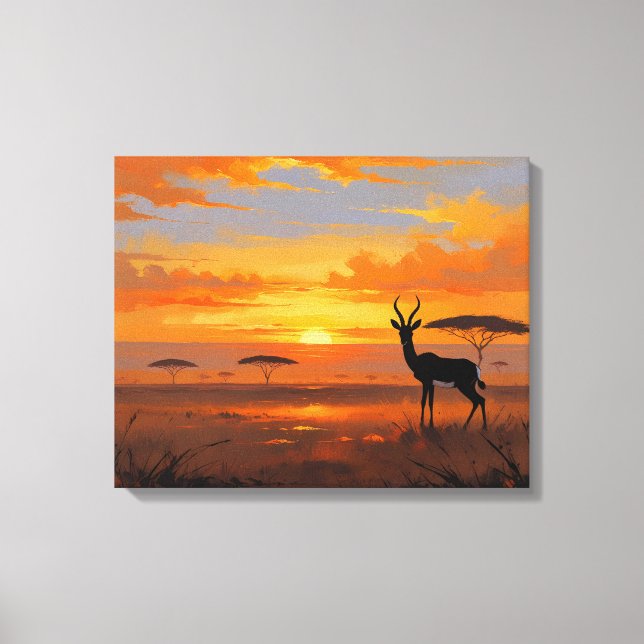 Sunset Majesty in the Savannah – Abstract Gazelle  Leinwanddruck (Vorderseite)