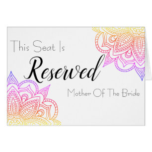 Sunset Mandala Reserviertes Seat Wedding Sign