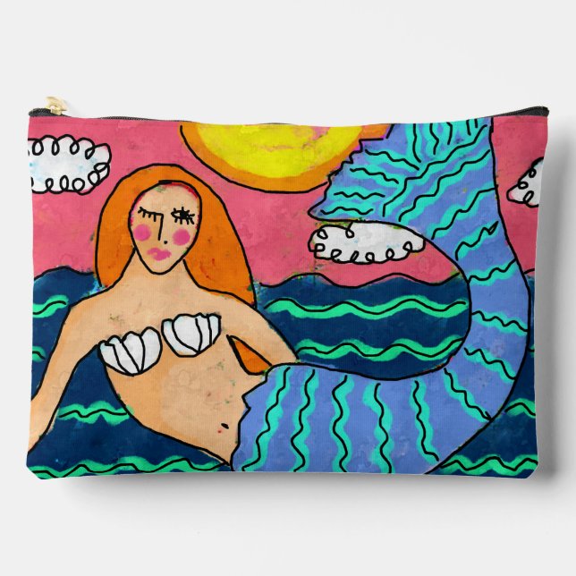 Sunset Mermaid Abstrakt Art Zubehörtasche (Vorderseite)