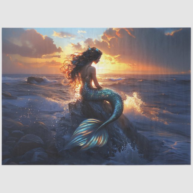 Sunset Mermaid Decoupage Seidenpapier (Vorderseite)