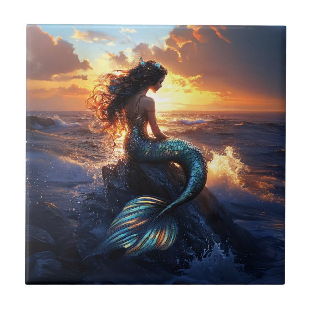 Sunset Mermaid Fliese (Vorderseite)