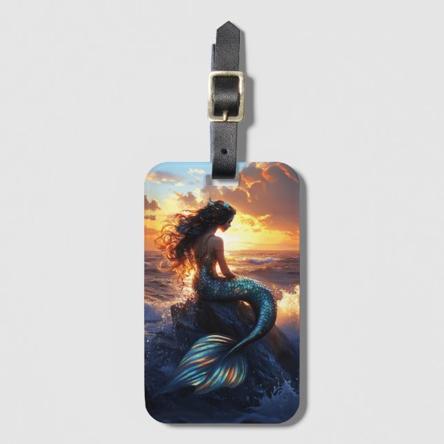 Sunset Mermaid Gepäckanhänger (Vorderseite Vertikal)