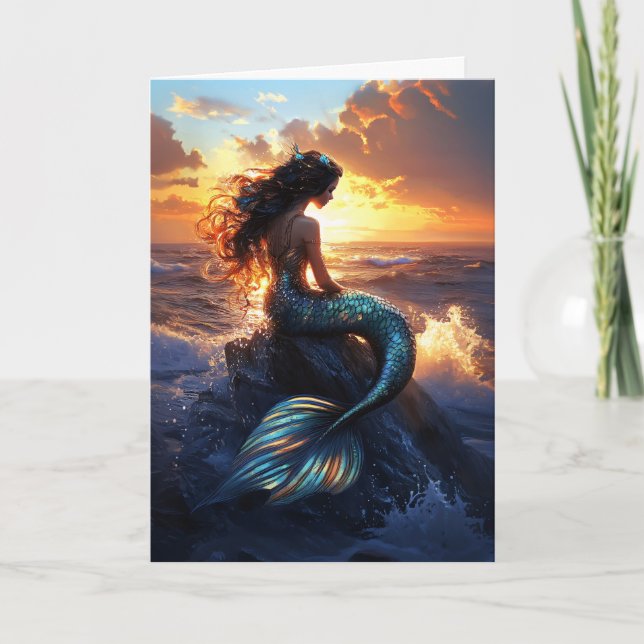 Sunset Mermaid Karte (Vorderseite)
