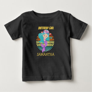 Sunset Mermaid lila Geburtstags T-Shirt