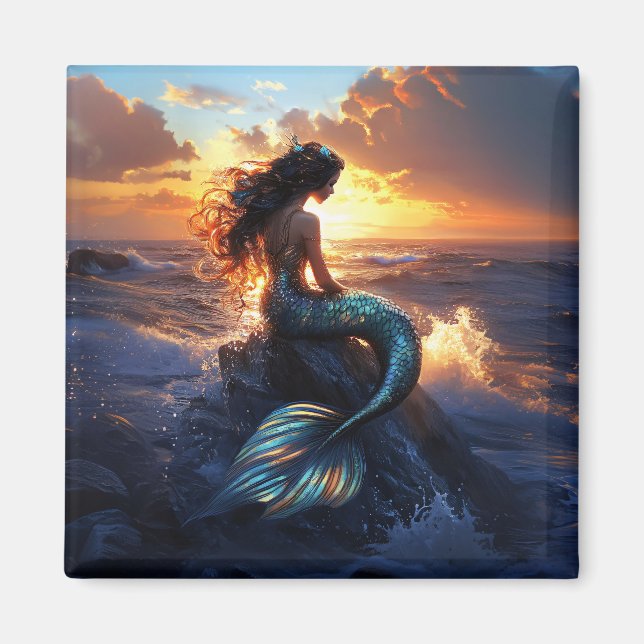 Sunset Mermaid Magnet (Vorne)