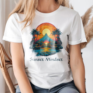 "Sunset Mindset" Vintager, farbenfroher tropischer T-Shirt