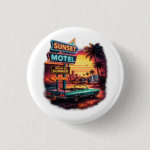 Sunset Motel - Öffnet die ganze Nacht Retro-Design Button
