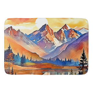 Sunset Mountain Art Design Badematte