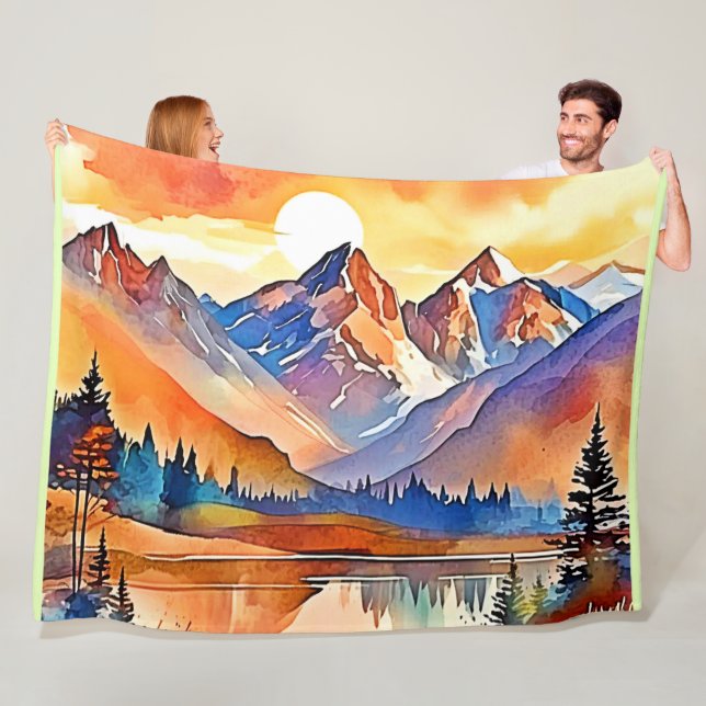 Sunset Mountain Art Design Fleecedecke (Beispiel)