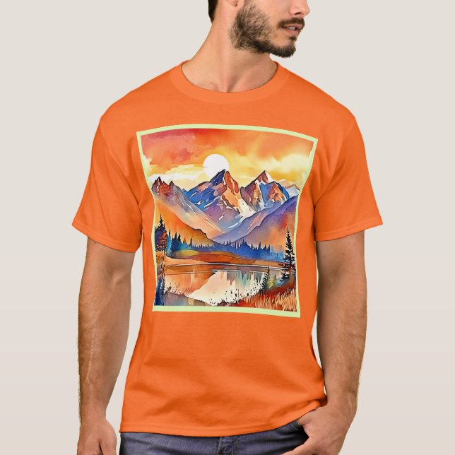 Sunset Mountain Art Design T-Shirt (Vorderseite)