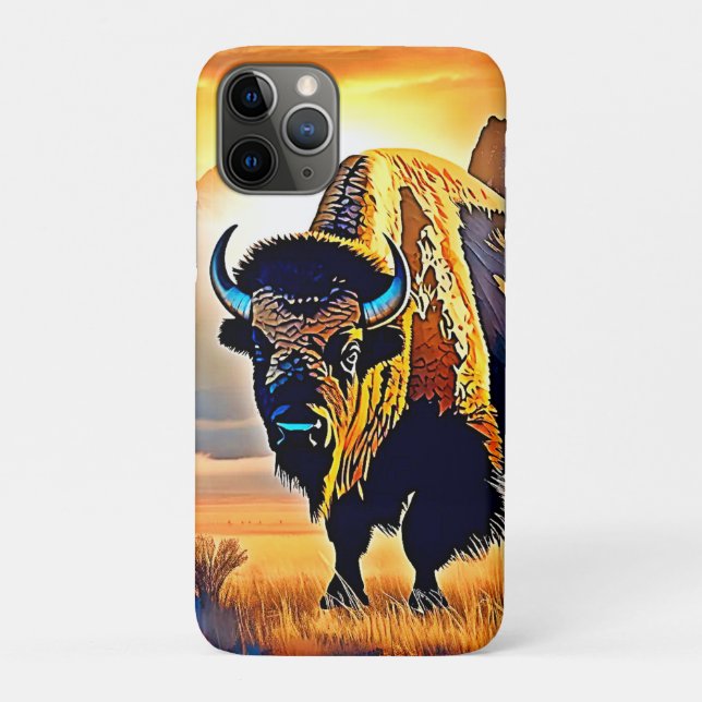Sunset Mountain Bison Art Design Case-Mate iPhone Hülle (Rückseite)