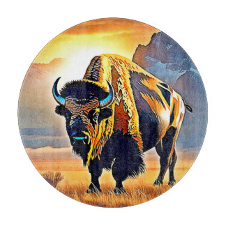 Sunset Mountain Bison Art Design Schneidebrett