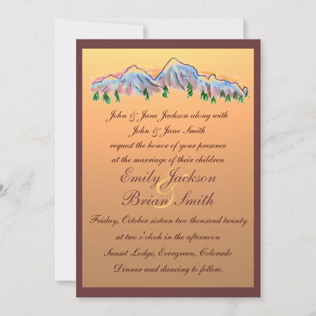 Sunset mountain design autumn wedding invitations einladung (Vorderseite)