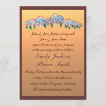 Sunset mountain design autumn wedding invitations