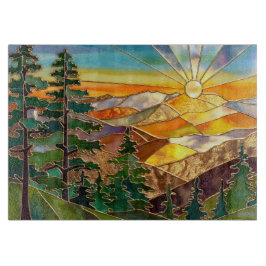 Sunset Mountain Kitchen Glas Schneidbrett Schneidebrett