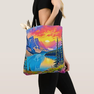 Sunset Mountain Lake Majestät Kunst
