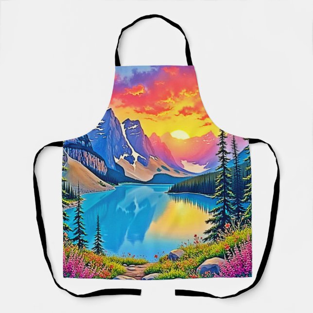 Sunset Mountain Lake Majestät Kunst Schürze (Vorderseite)