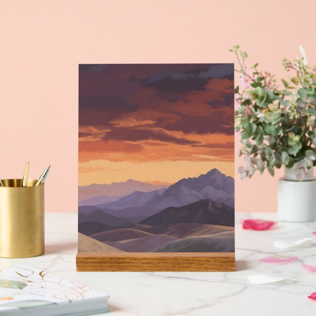 Sunset Mountain Range Vector Landscap Acrylschild (Hochzeit)