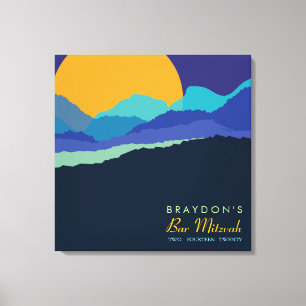 SUNSET & MOUNTAINS Bar Bat Mitzvah Sign-In Board Leinwanddruck