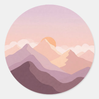 Sunset Mountains Runder Aufkleber