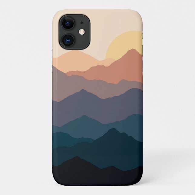 Sunset Mountains Skyline Handy Case (Rückseite)