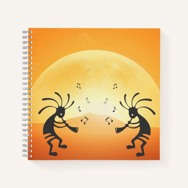 Sunset Native American Kokopelli Notebook Notizbuch (Vorderseite)