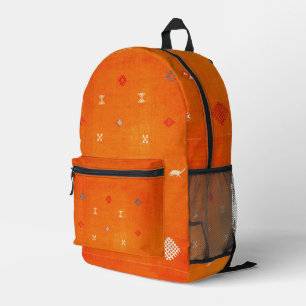 Sunset Oase: Orange Heritage Boho Marokkanisch Bedruckter Rucksack