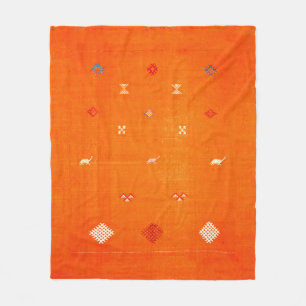 Sunset Oase: Orange Heritage Boho Marokkanisch Fleecedecke