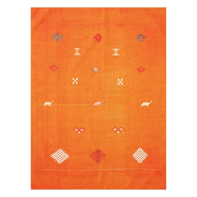 Sunset Oase: Orange Heritage Boho Marokkanisch Tischdecke (Vorderseite)