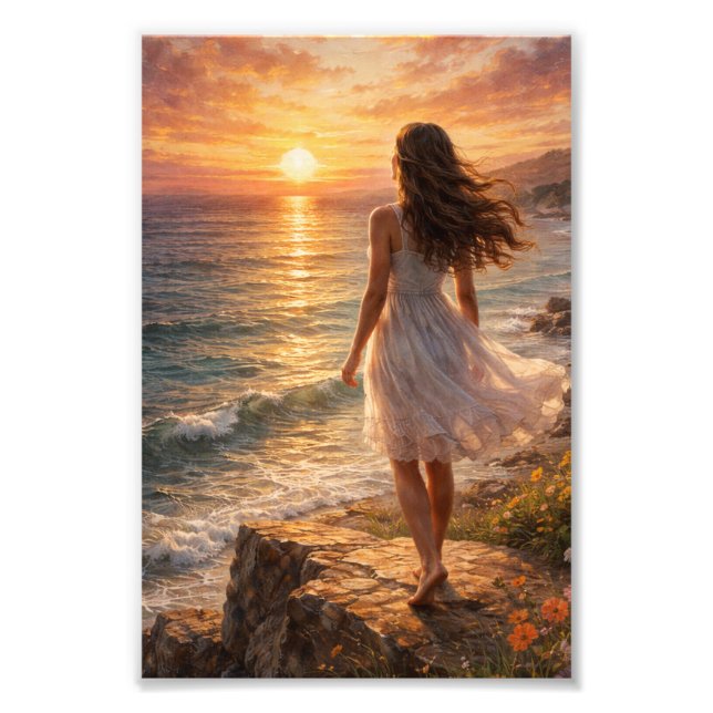 Sunset Ocean Aesthetic Photo Enlargement Fotodruck (Vorne)