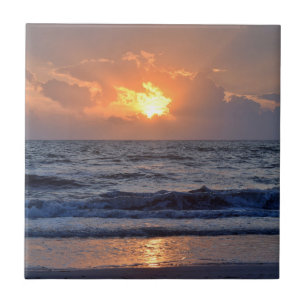 Sunset Ocean Beach Orange Fliese