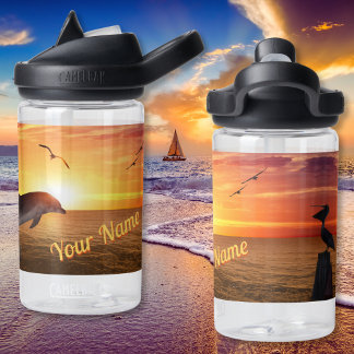 Sunset Ocean Lane, Delphine, Seageln, Pelican Trinkflasche