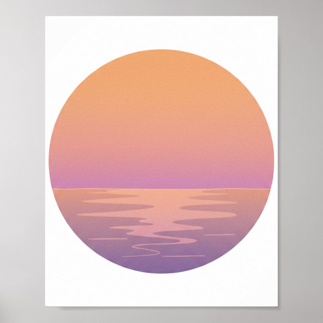 Sunset Ocean Minimalist Poster – Hand-Drawn Tropic (Vorne)