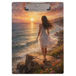 Sunset Ocean Oil Painting Clipboard Klemmbrett